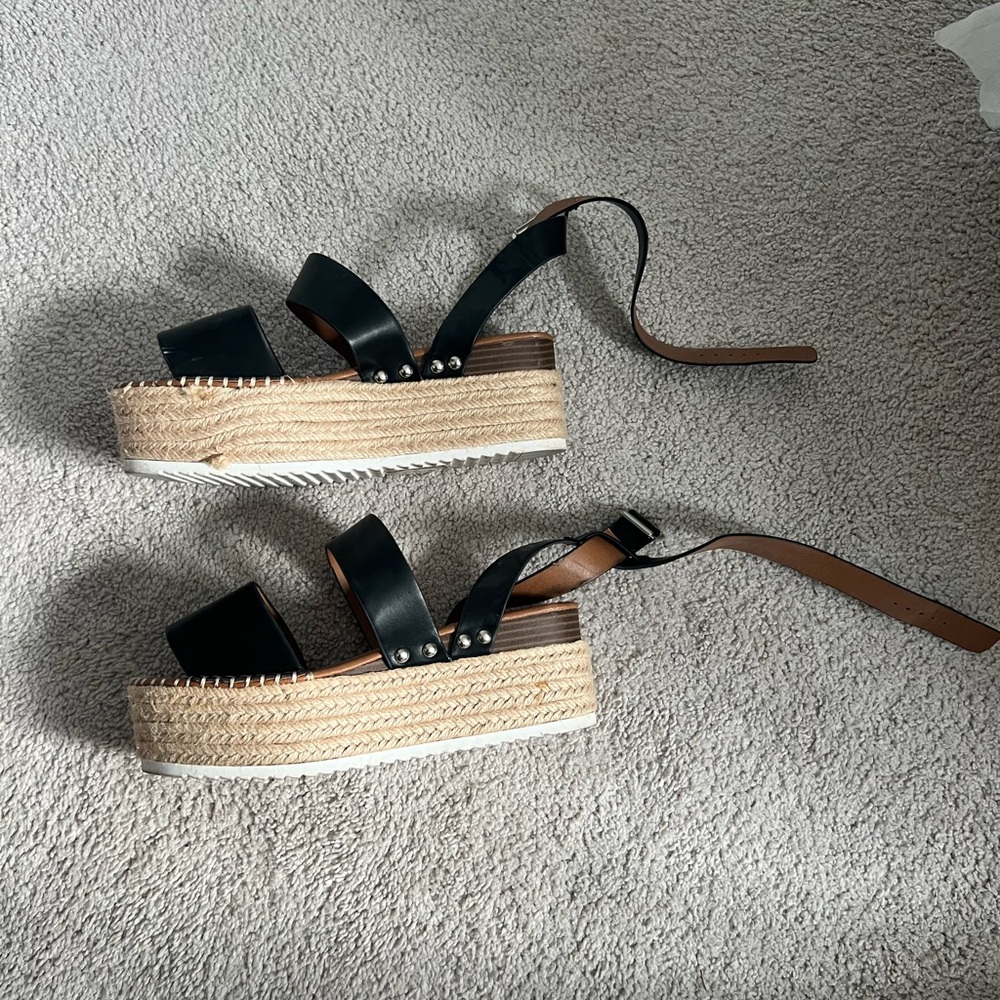 Black Platform Espadrille Sandals